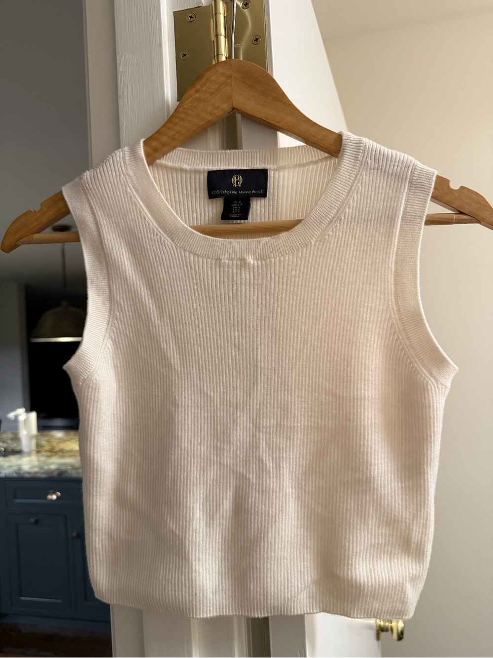 House of Harlow Cream Ribbed Sleeveless Knit Tank Top Small